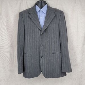 Sisley Blazer Italian Men's Gray Striped Sport Coat Suit Jacket